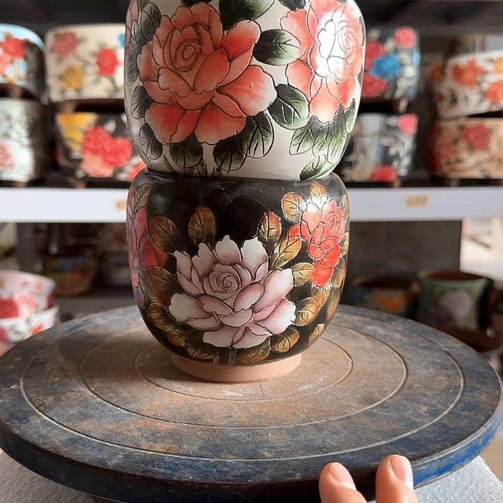 红泥花盆景德镇陶瓷