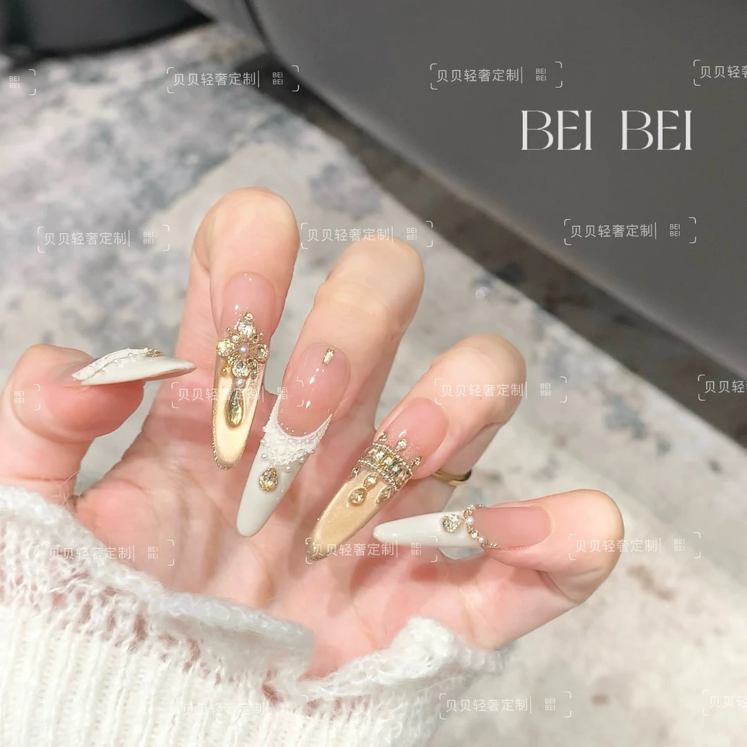 【天使王冠】贝贝手工美甲-可重复佩戴-掉钻包补-10片