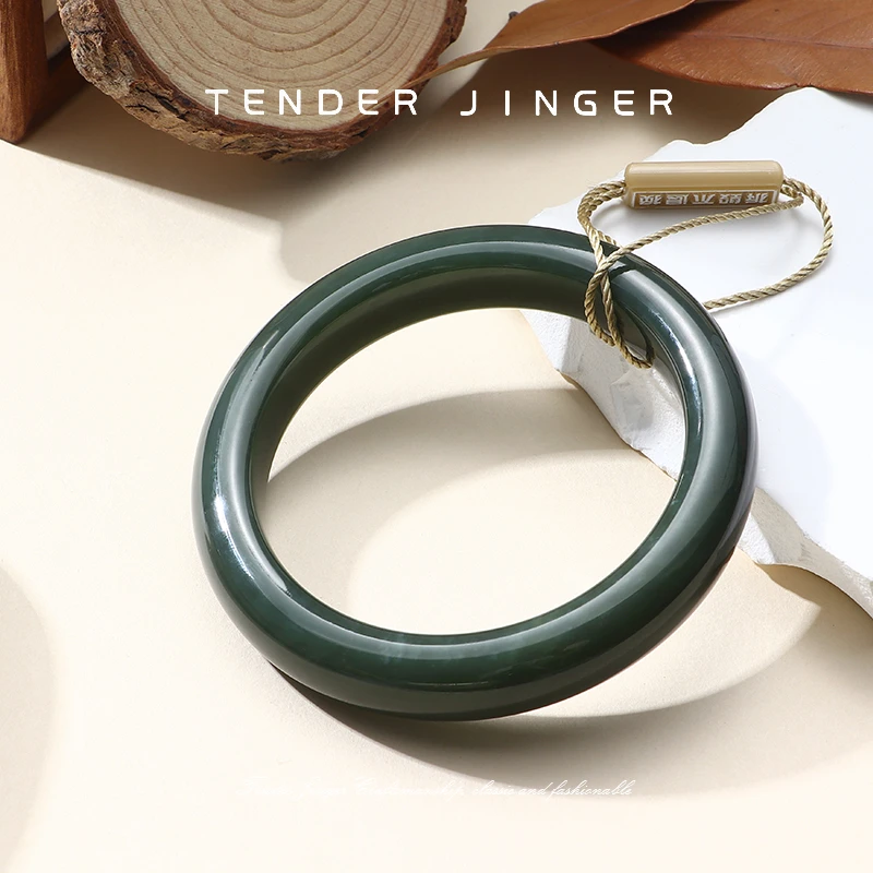 Tender Jinger新款新疆且末蓝天然和田玉手镯时尚经典
