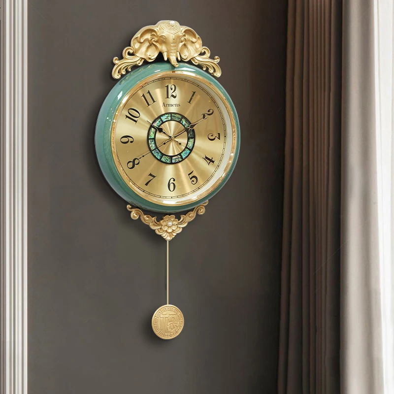欧式钟表挂钟客厅轻奢吉象家用创意挂墙时钟高档豪华大石英钟28