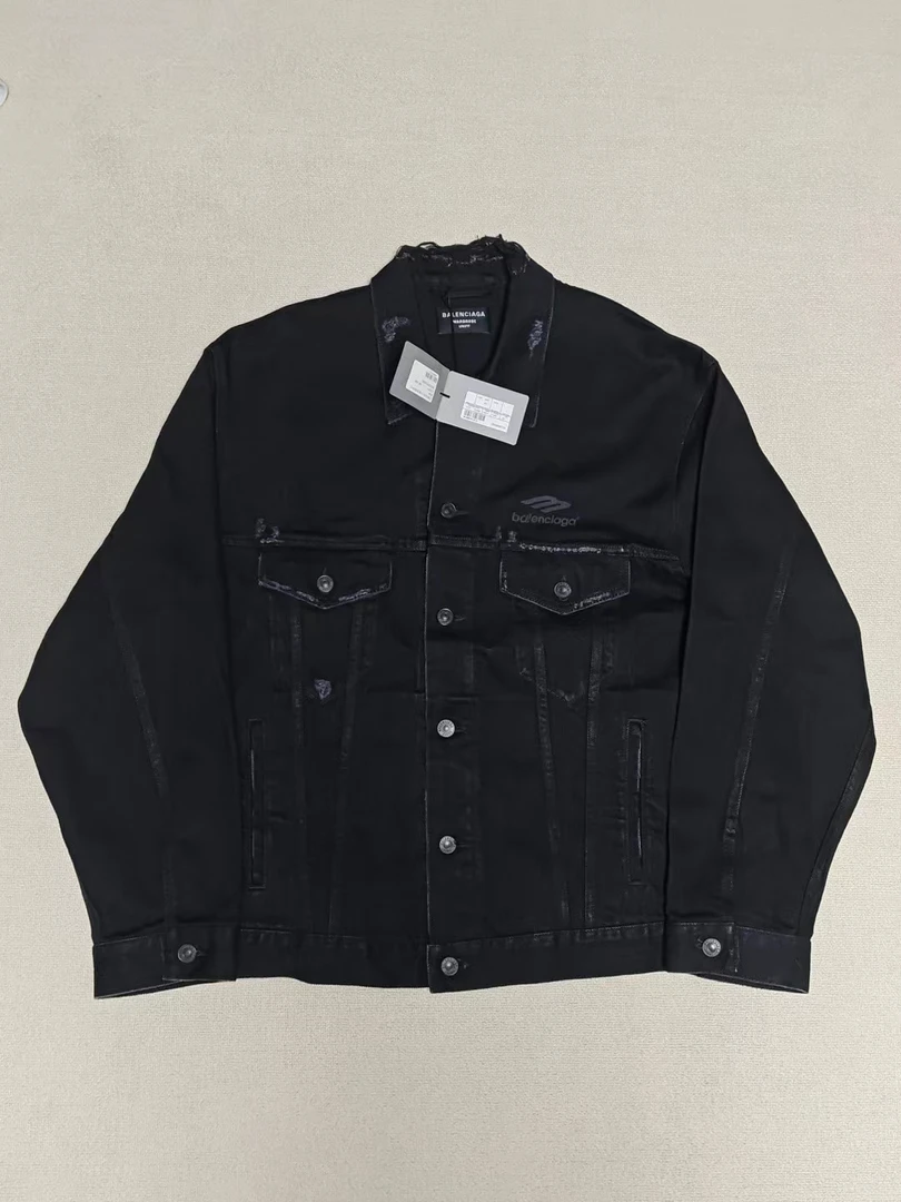 全新未使用 Balenciaga/巴黎世家 XS码 破坏3Bsports牛仔夹克外套