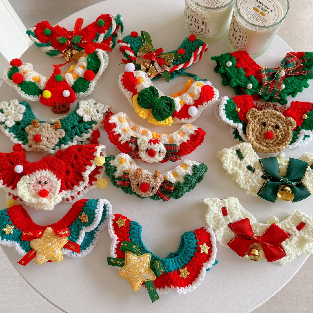 走丢脖圈针式圣诞宠物项圈猫咪狗狗老人铃铛麋鹿围嘴吐司围脖