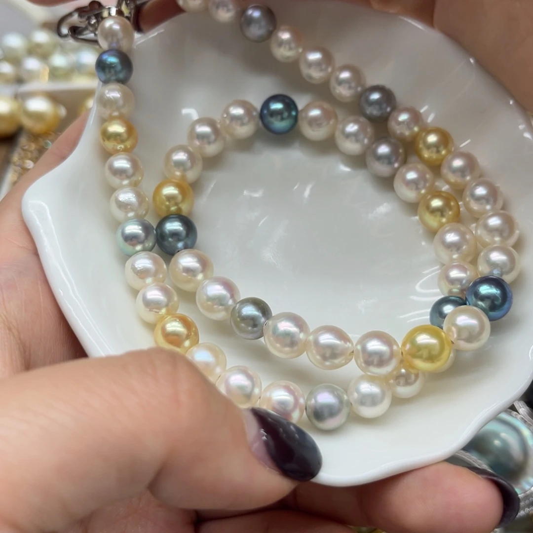 海水珍珠银S925镶嵌项链