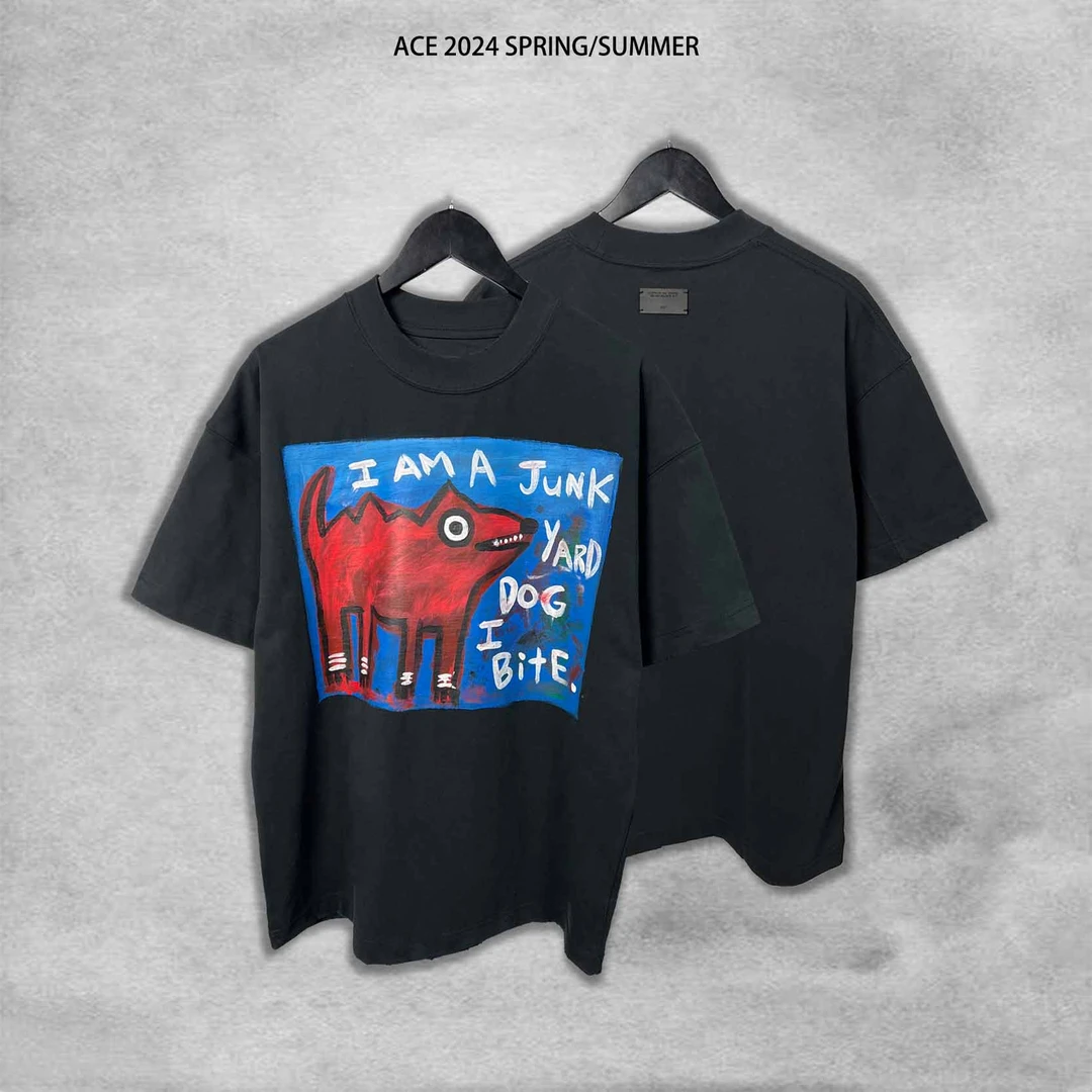 【冷目、潮物质】设计师手绘款卡通涂鸦 重磅宽松短袖T恤 888