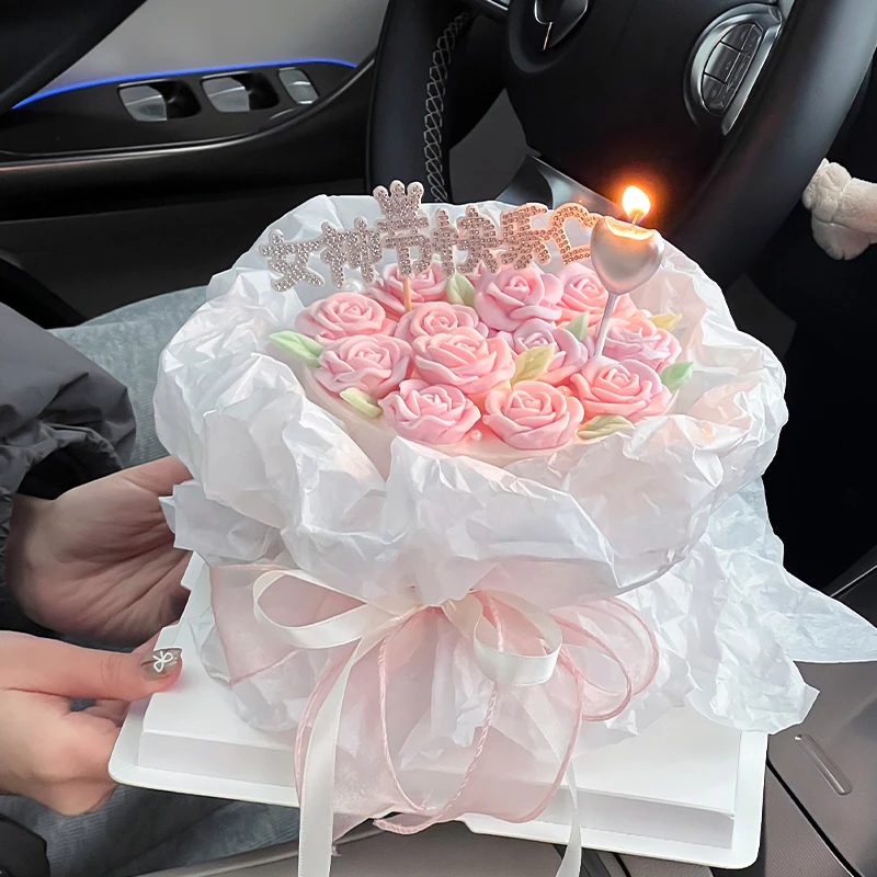 母亲节网红雪梨纸围边花束蛋糕装饰女神妈妈节日快乐唯美烘焙插件