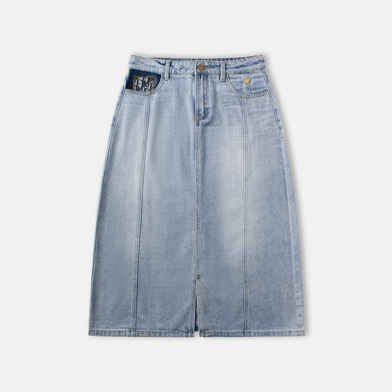 “拼接口袋”提花拼接半身裙夏季新款显瘦包臀裙女款LW5283