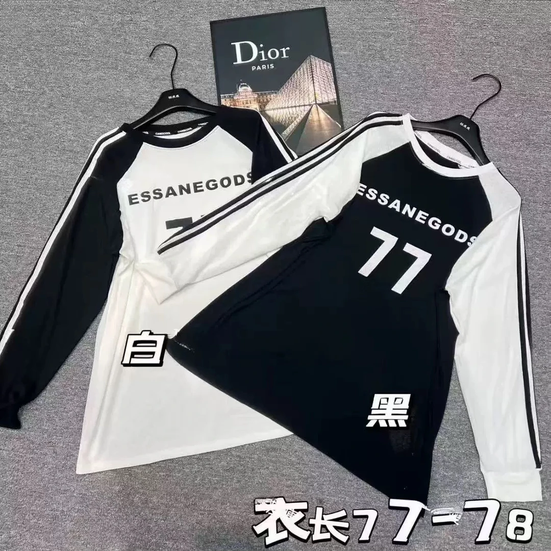 美式学院风插肩长袖T恤女2025新款显瘦上衣