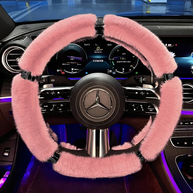 汽车方向盘套冬季毛绒镶钻保暖不打滑网红款冬天女款时尚车把套