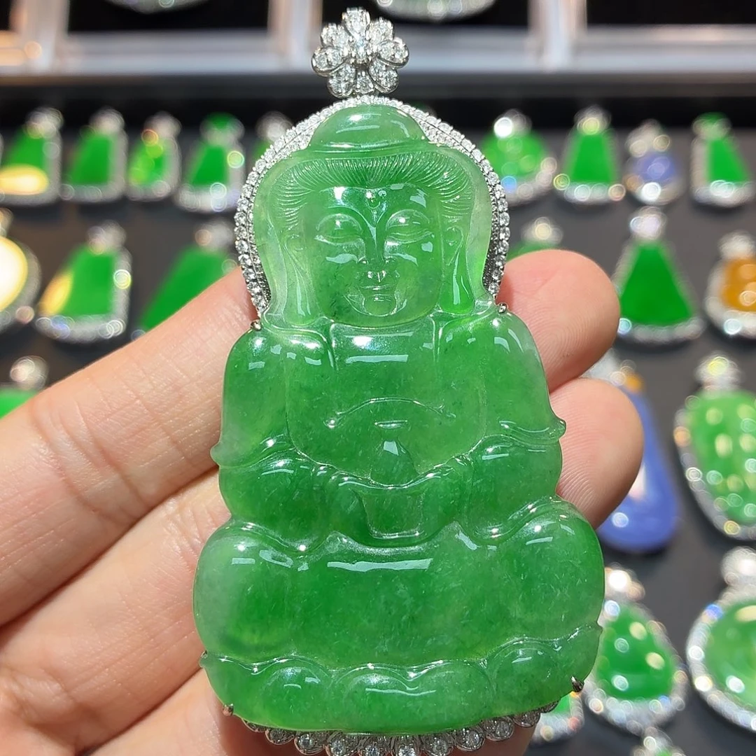 翡翠18K金镶嵌吊坠(不含链)127