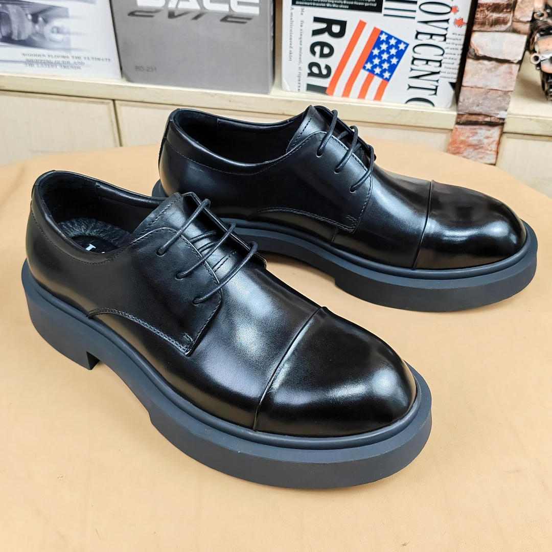 男士皮鞋正装厚底2025新款商务男款正宗牛皮真皮高端百搭德比鞋潮