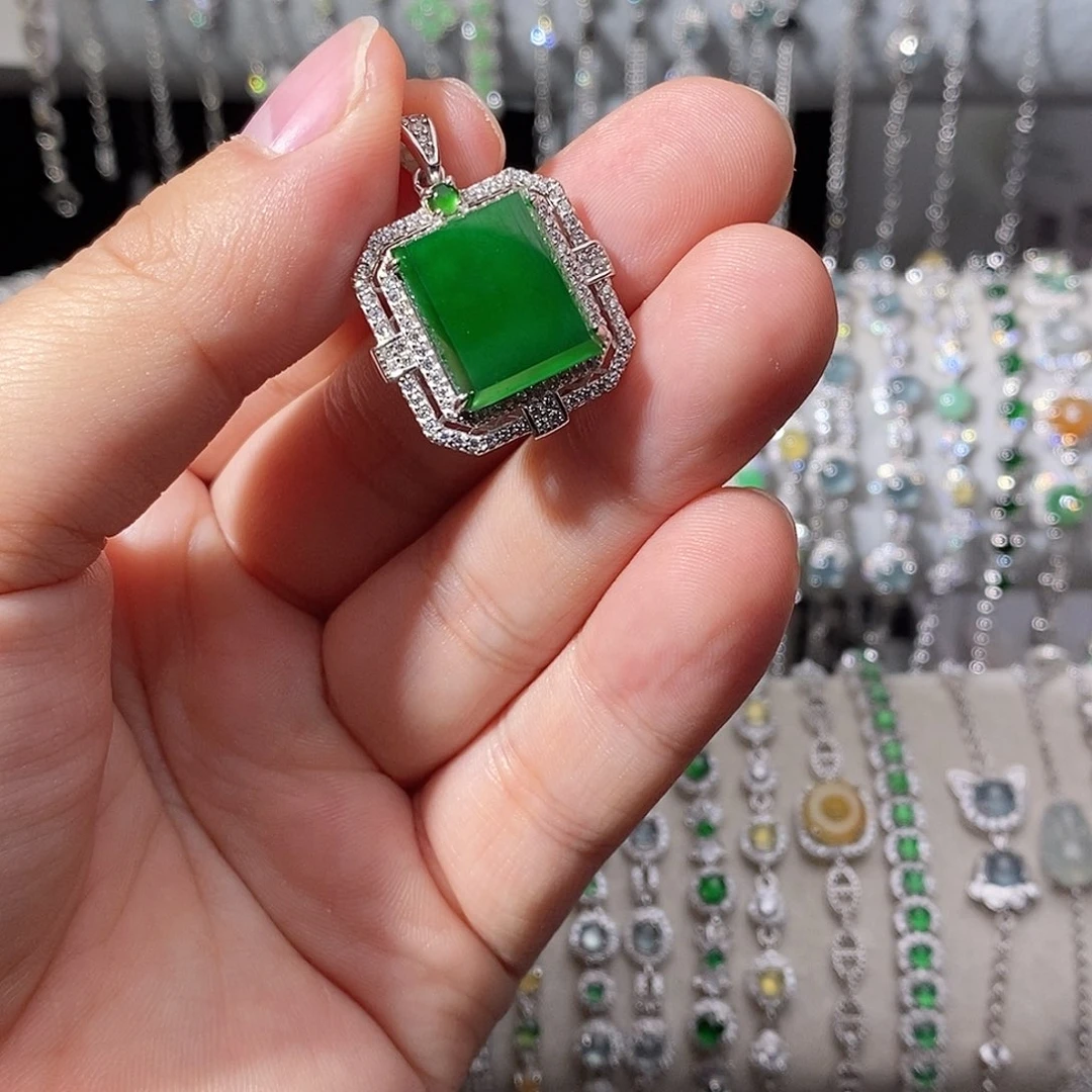 翡翠银S925镶嵌颈饰