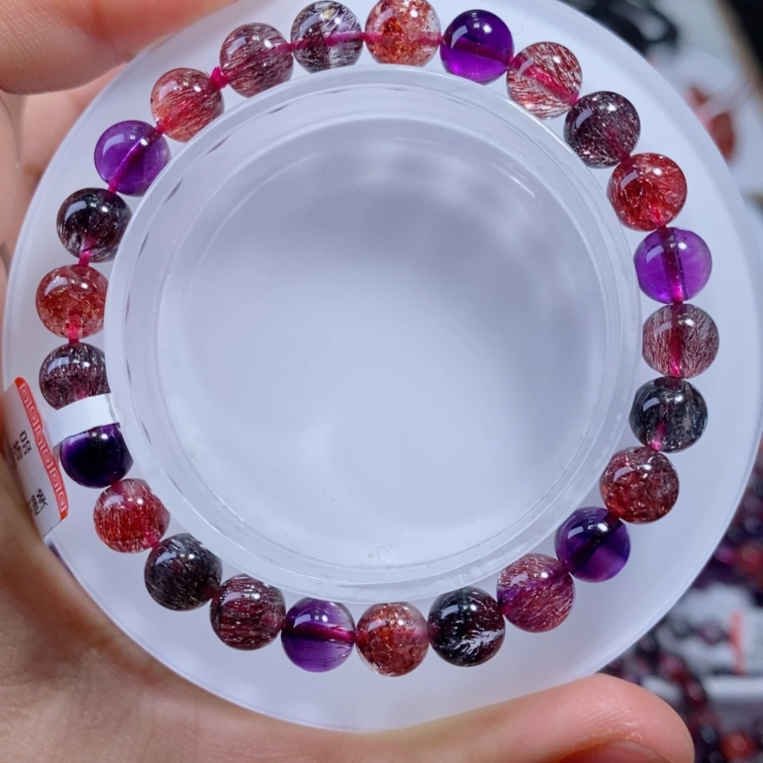 水晶手链未镶嵌清***年黑加仑