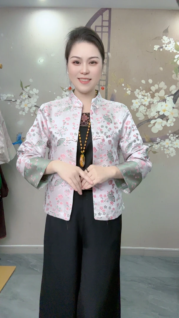 春秋新款新中式 【繁花似锦】两面穿 立领休闲时尚气质女装外套上衣