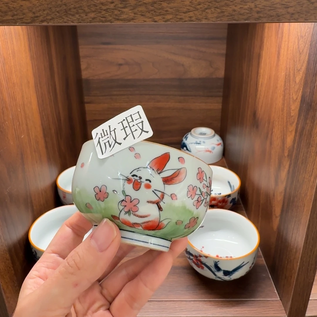 釉下手绘茶具微瑕