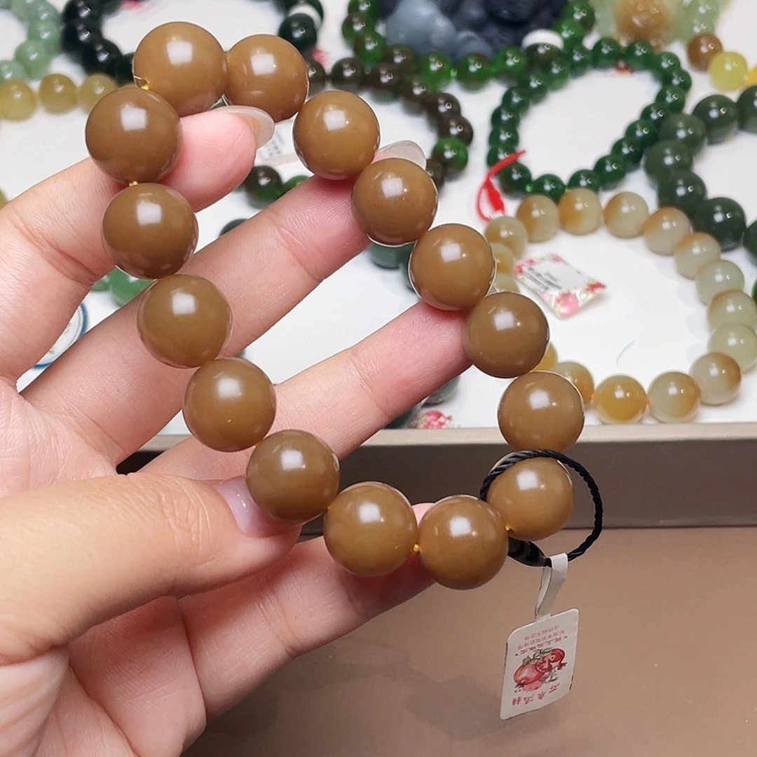 未镶嵌手链和田玉金山糖 红糖 14 细