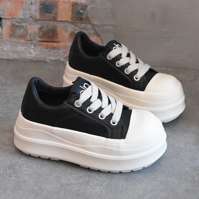 欧洲站女鞋7cm增高厚底面包板鞋女2025秋季新款轻便运动休闲鞋ins