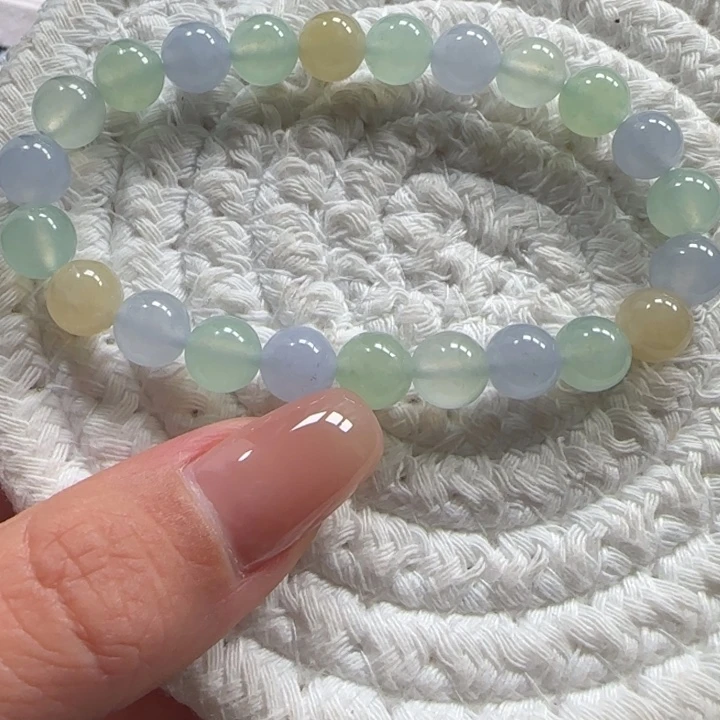 翡翠未镶嵌手链卡8冰胶玛卡龙手串