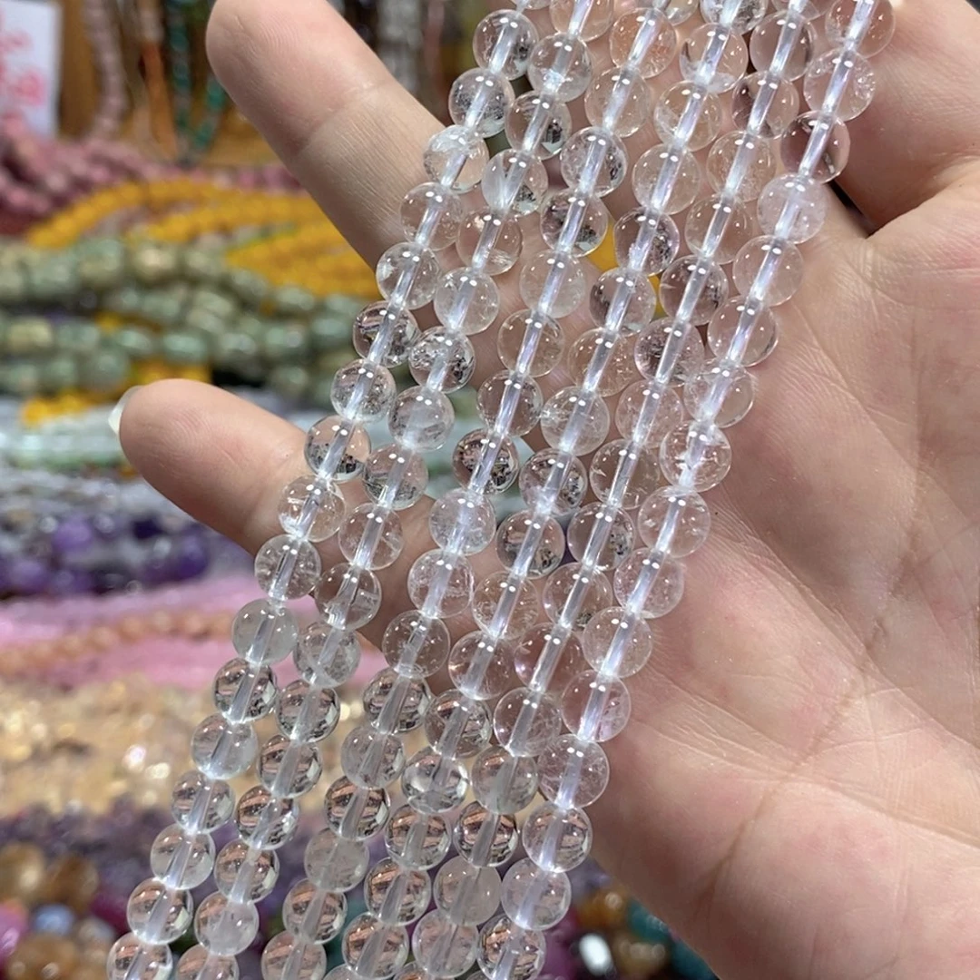 未镶嵌玛瑙/玉髓珠宝半成品白水晶一条卡6mm