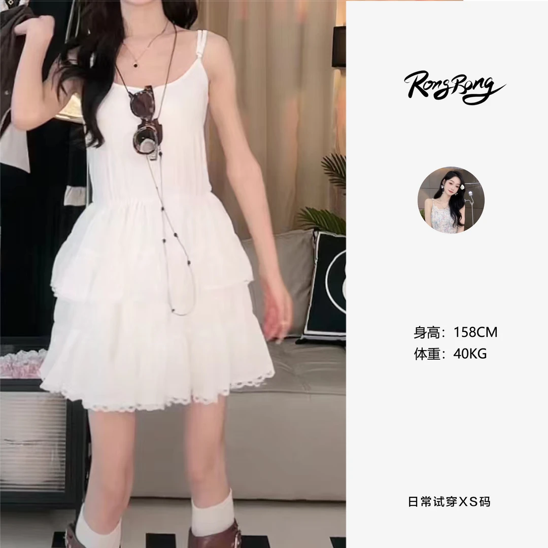 【蓉蓉专属】X0777吊带连衣裙新款防走光裙子A字短裙高腰百搭外穿