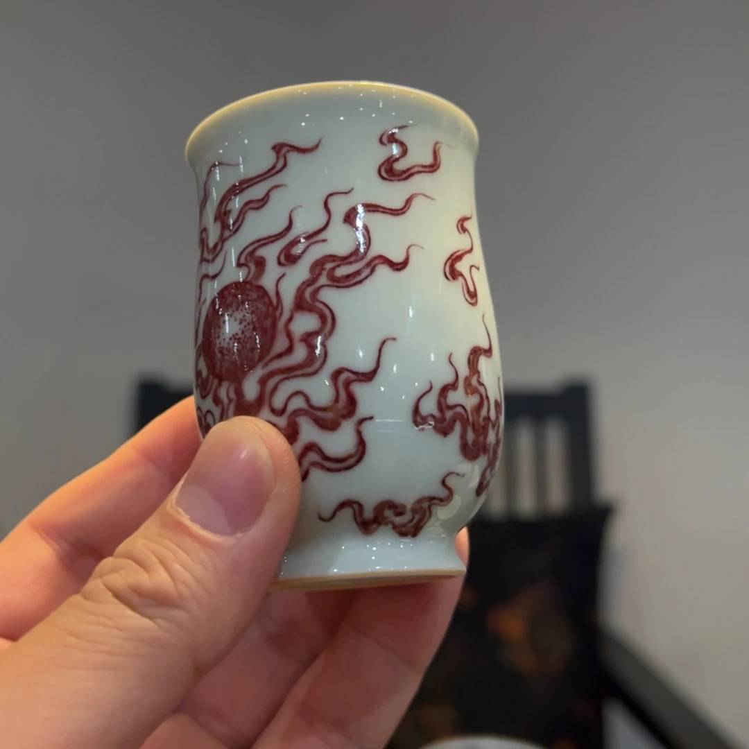 原矿釉里红闻香杯