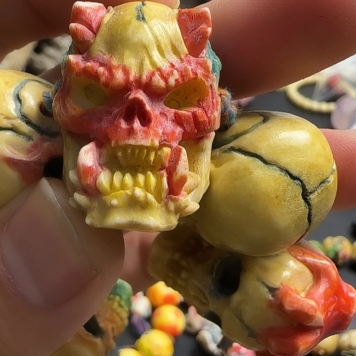 养殖鹿头骨雕刻 根付 一个