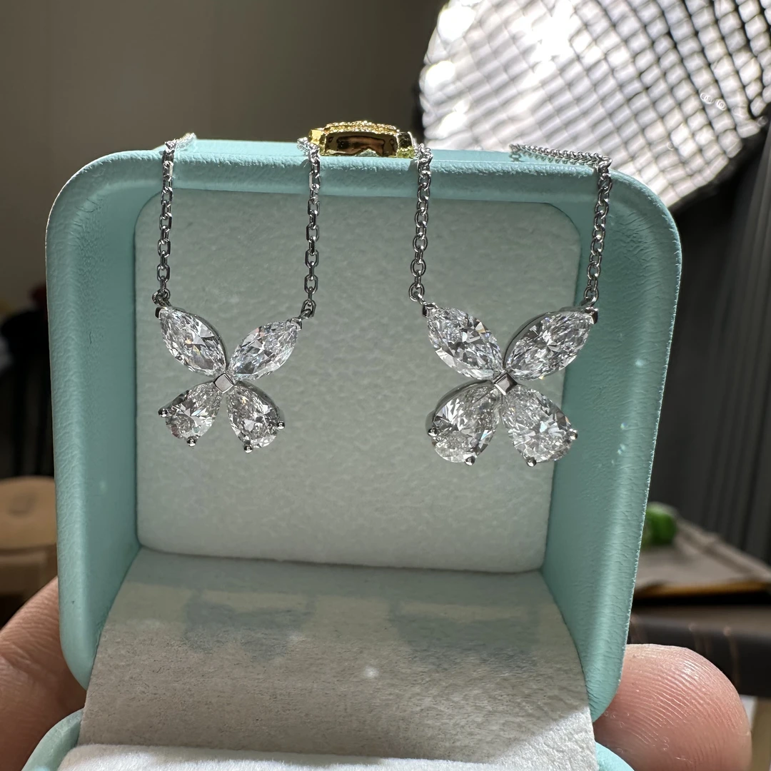 实验室培育钻石PT950 马眼蝴蝶项链 气质简约