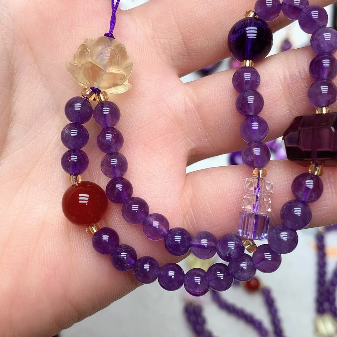 紫晶珠宝半成品未镶嵌L 黄莲花手机挂件