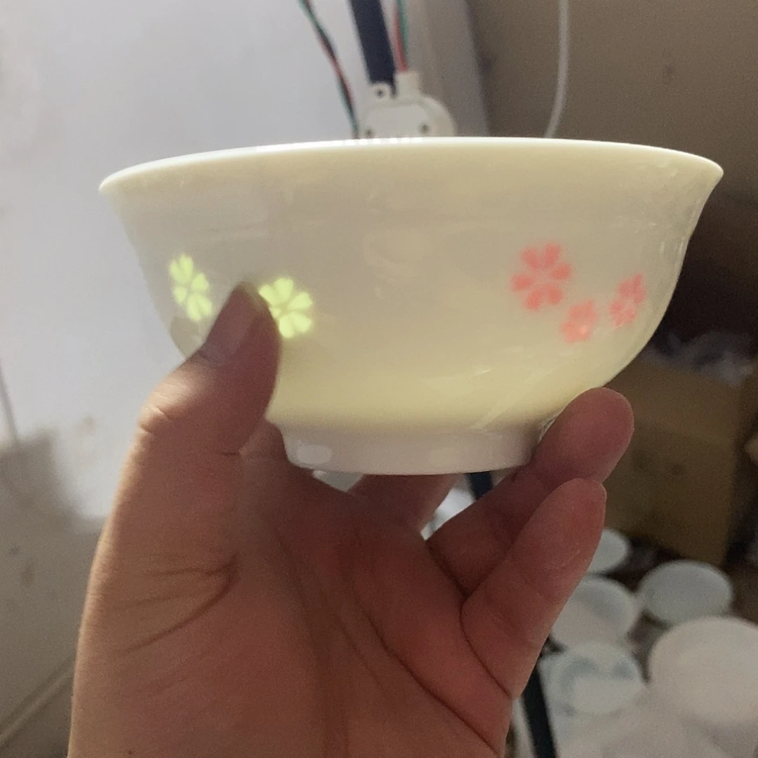 摆件5寸高温玲珑瓷碗2支