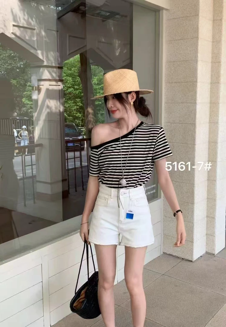 【5161】伊妮儿家  夏季A字高腰高弹牛短裤 软面料