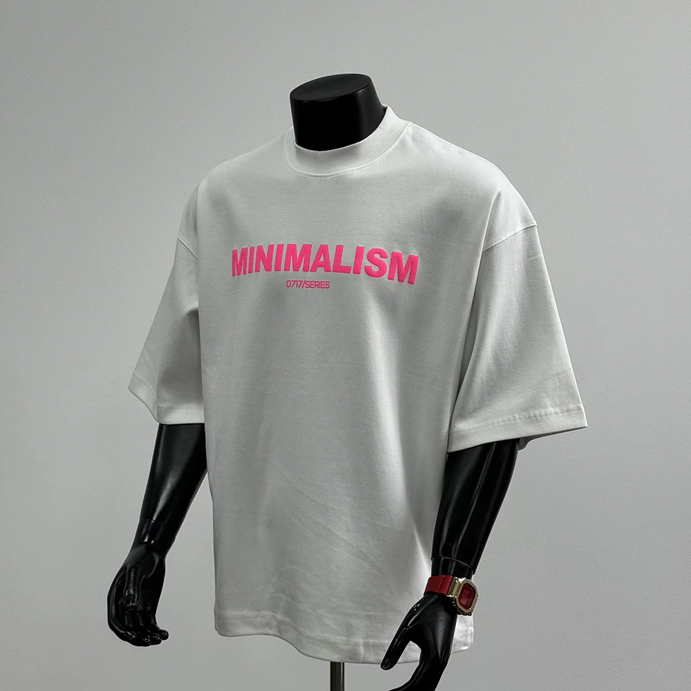 2025年夏季新款美式潮牌纯棉短袖男撞色字母休闲上衣白色T恤T1572