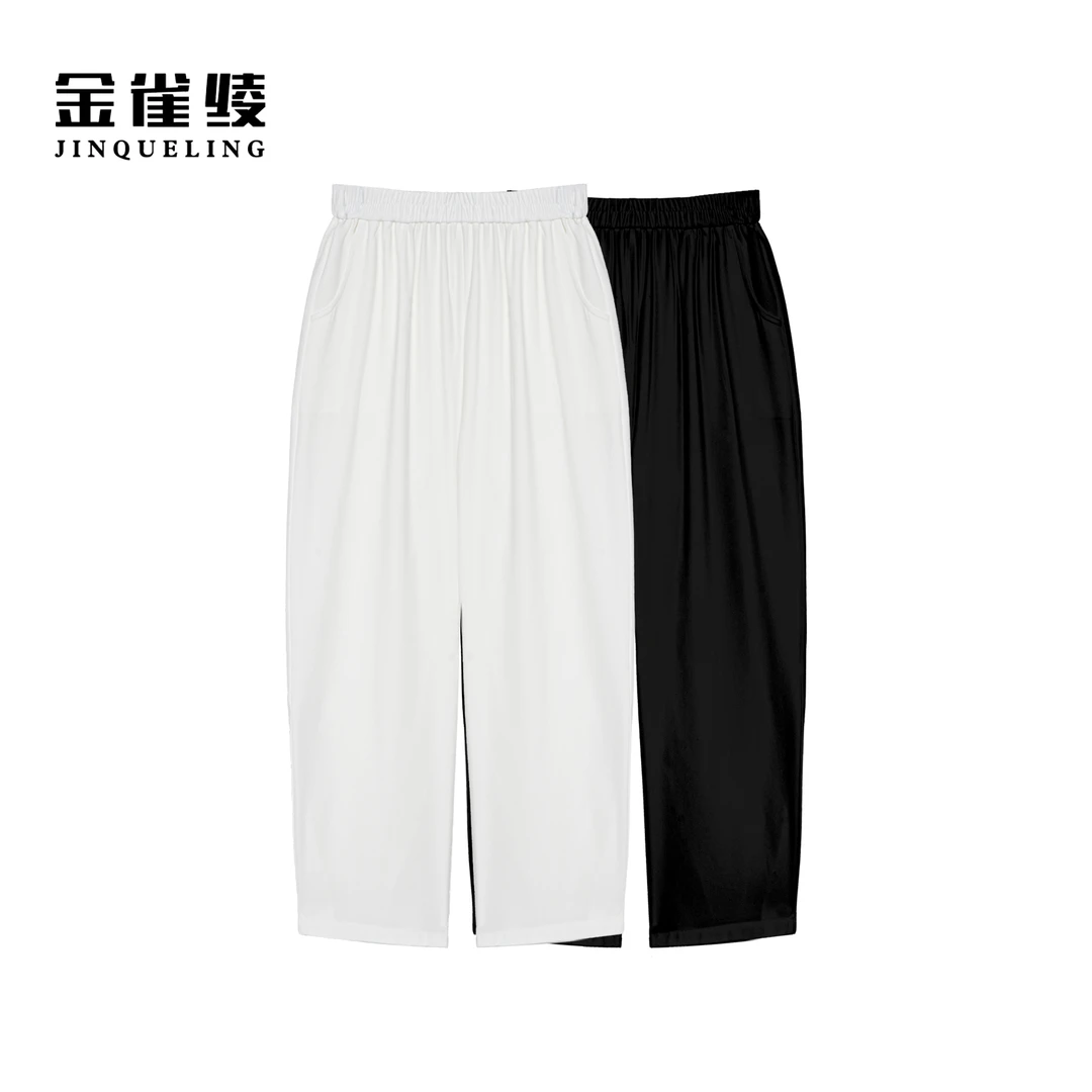 金雀绫【八分裤王】醋酸休闲时尚纯色大码女装八分休闲裤SZA1K226