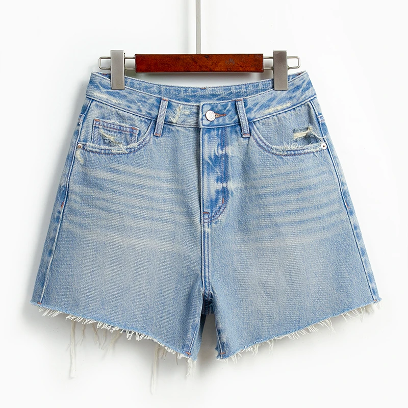 RAIN▪CUN夏日之歌丨破洞蓝色高腰显瘦时尚休闲百搭女牛仔短裤103