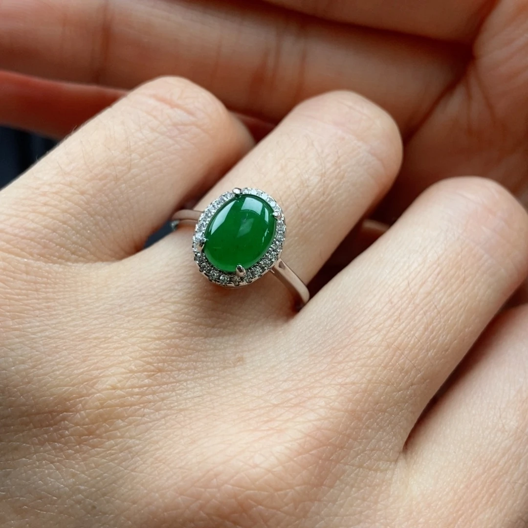 翡翠耳饰银S925镶嵌翡翠首饰