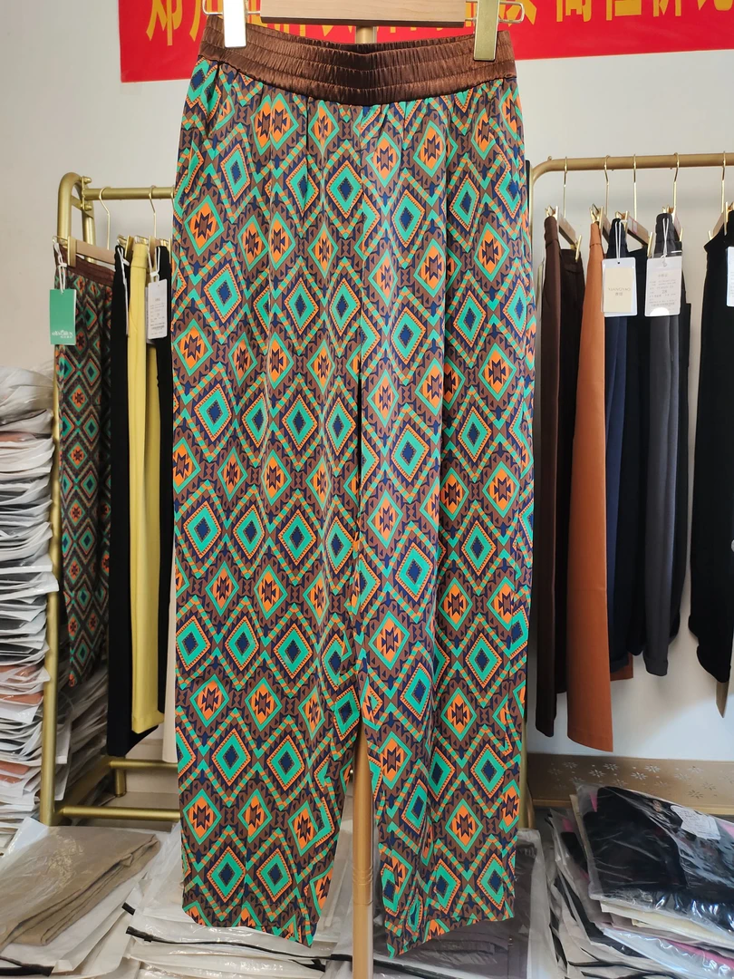 25108郑州正版原单品牌休闲优雅时尚醋酸雪纺纱百搭夏季九分女裤