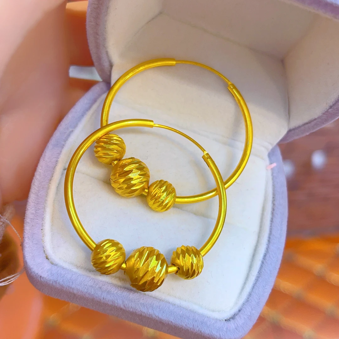 合金耳饰 1159磨砂女欧美百搭复古/宫廷耳圈圈圈经典耳环古法