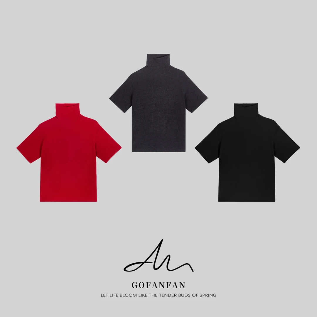 【冬品】GFF STUDIO“贺岁高领T”小众设计感宽松高领纯色中袖T恤