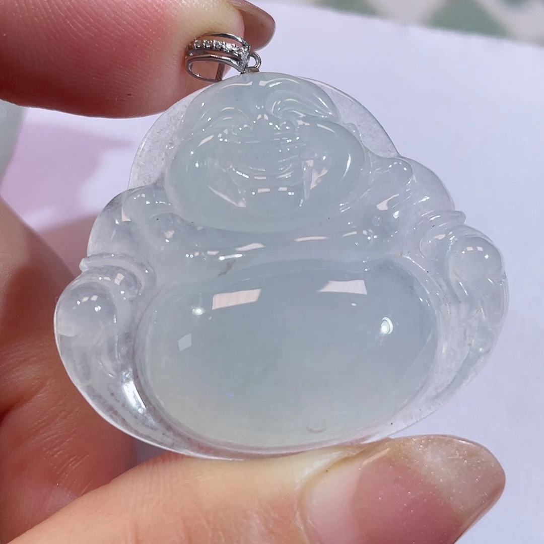 翡翠18K金镶嵌颈饰佛公