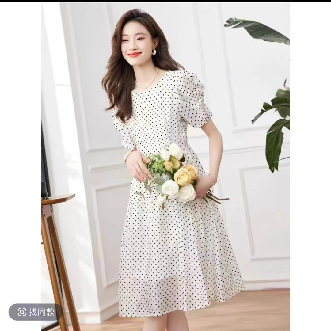休闲透气夏季连衣裙法式波点裙 ZB