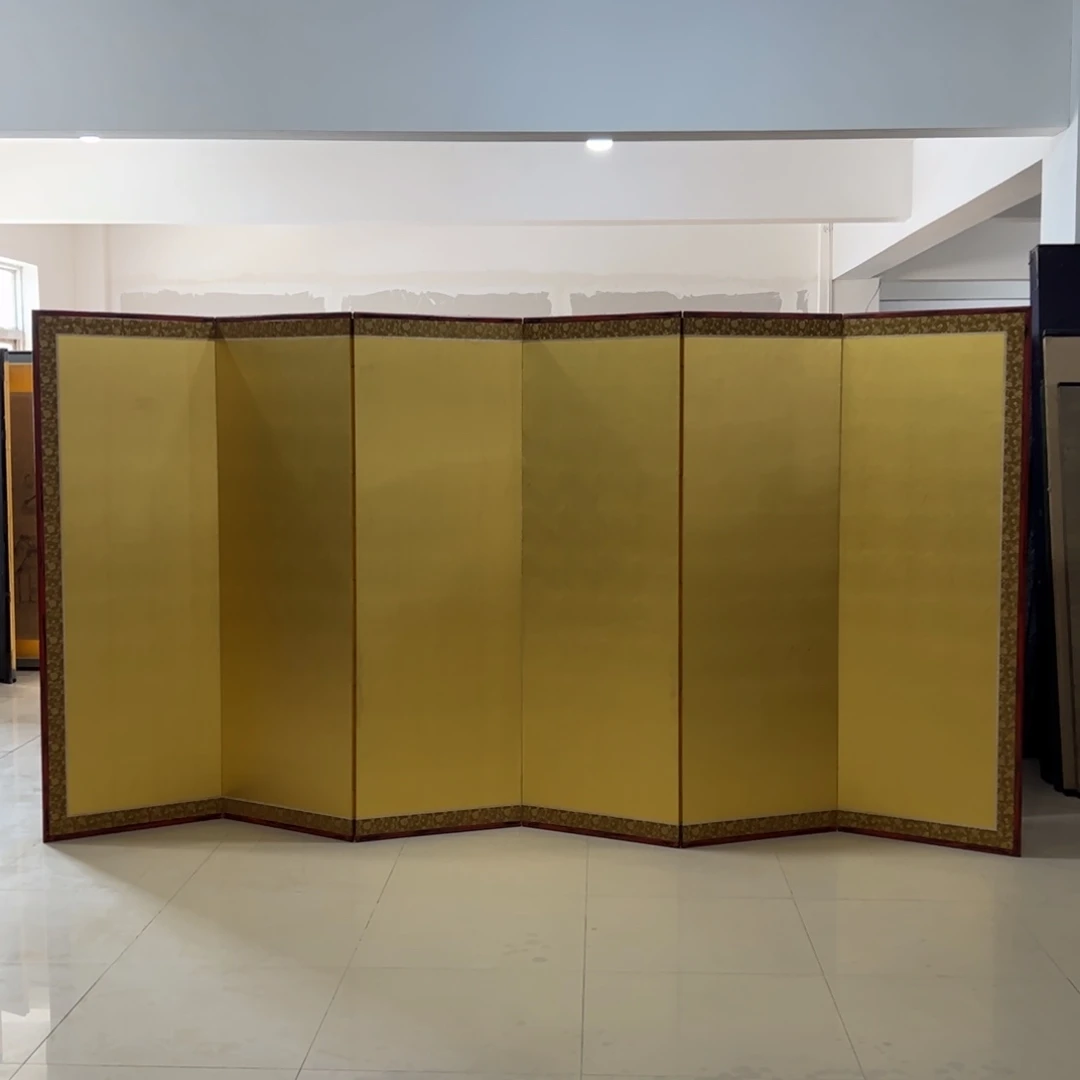 绘画金箔屏风框画茶空间设计