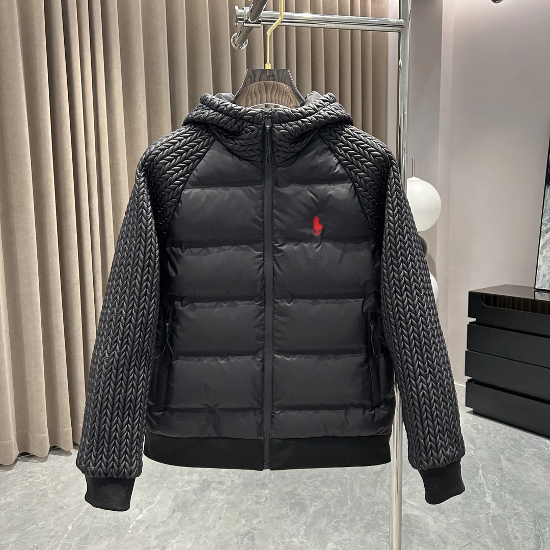 【乐】冬季连帽男士时尚设计保暖休闲拼接羽绒服外套百搭929