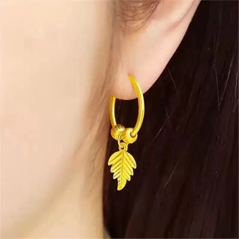 铜合金耳饰 精美【迷你小树叶耳圈款】女款气质时尚百搭金枝玉叶