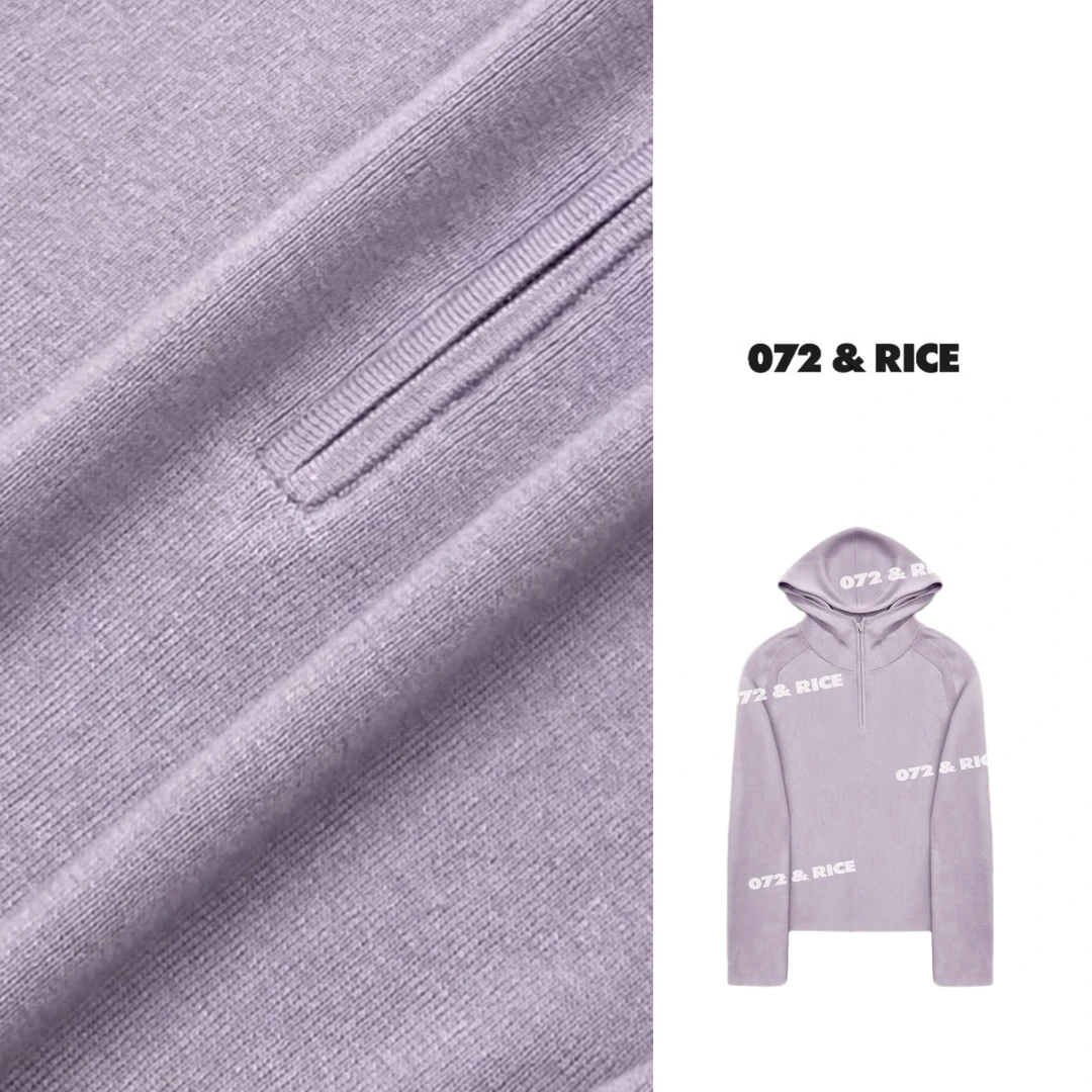 072 & RICE【薰衣草】秋季休闲连帽长袖针织外套 31LE053