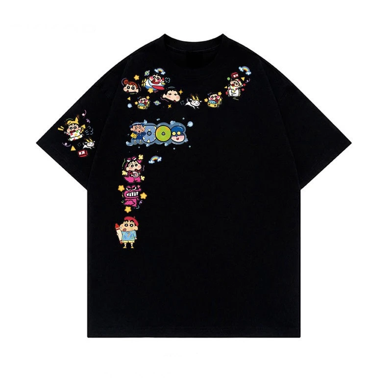 [蜡笔小新]夏季新款纯棉时尚潮流百搭国潮印花T恤休闲