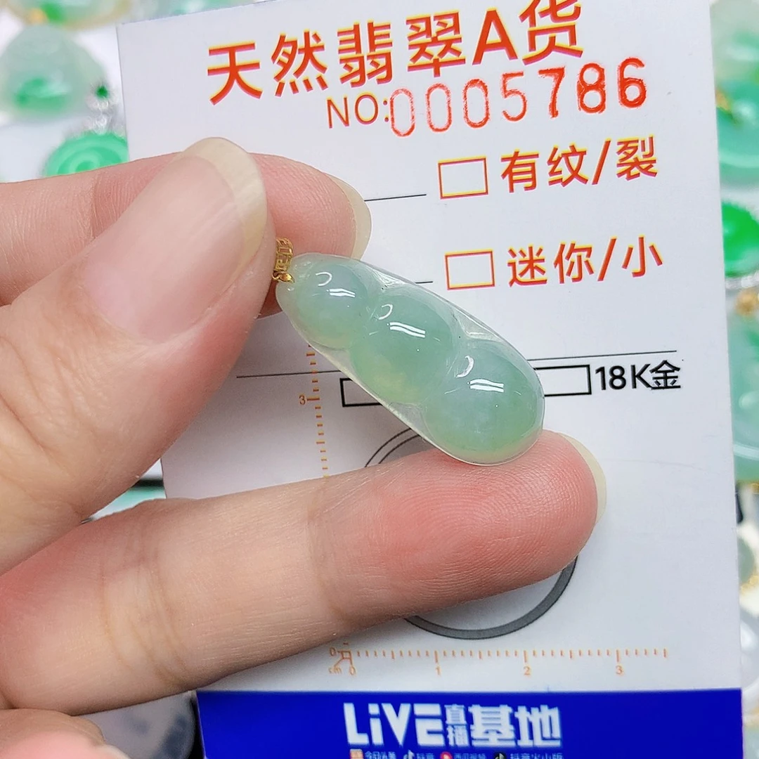 翡翠18K金镶嵌颈饰豆子