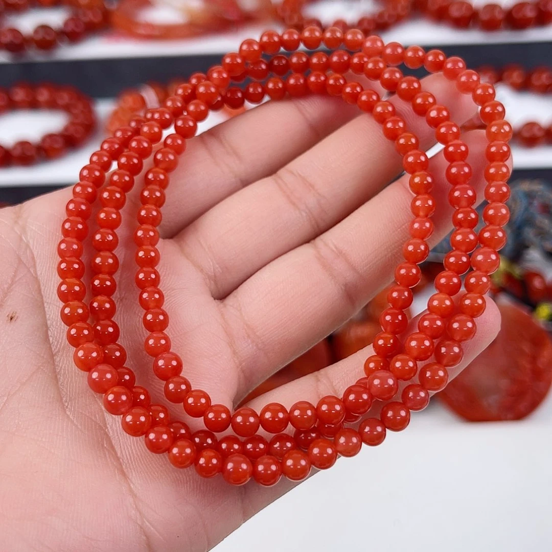 手链未镶嵌南红玛瑙瓦西圆珠单圈4mm
