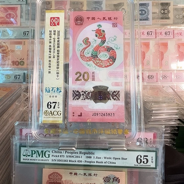 塑料蛇年纪念钞标十091265921-5930