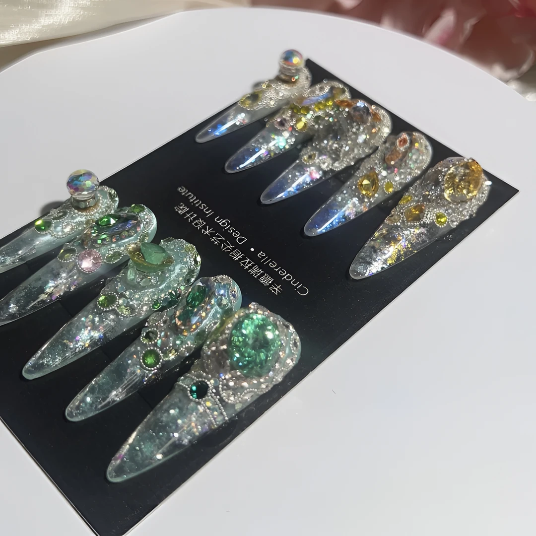 【星星系列•镜妖】纯手工高级定制满钻穿戴甲美甲钻美甲美甲饰品