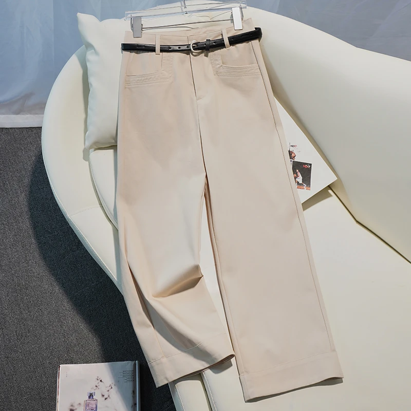 九分西装阔腿裤女秋冬2024新款高腰小个子宽松垂感百搭休闲直筒裤