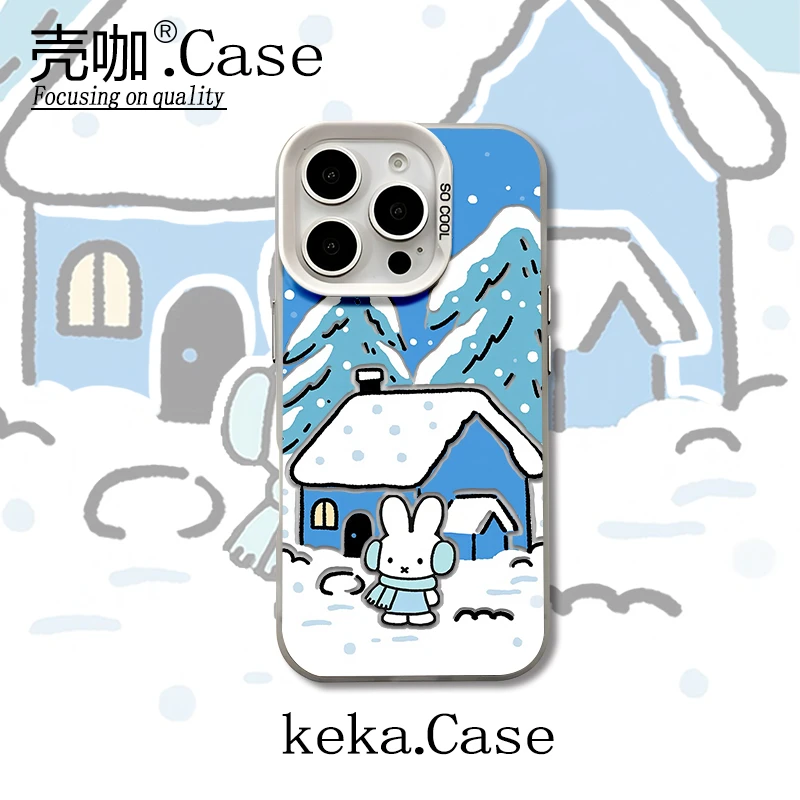 雪地米菲兔彩银壳适用苹果17手机壳15/16pro华为oppo小米vivo女款