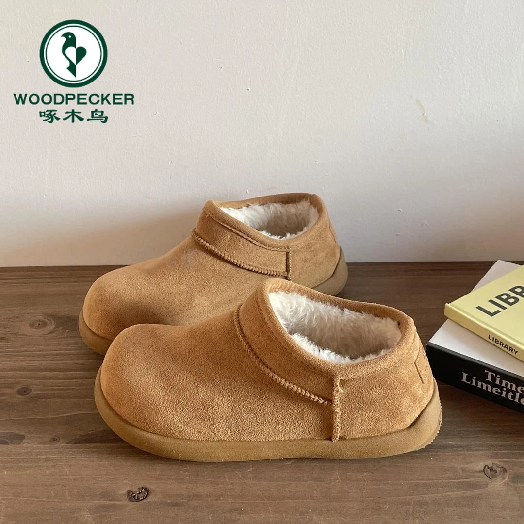啄木鸟2025年新款秋冬韩版百搭加绒勃肯鞋保暖软底懒人棉鞋雪地靴
